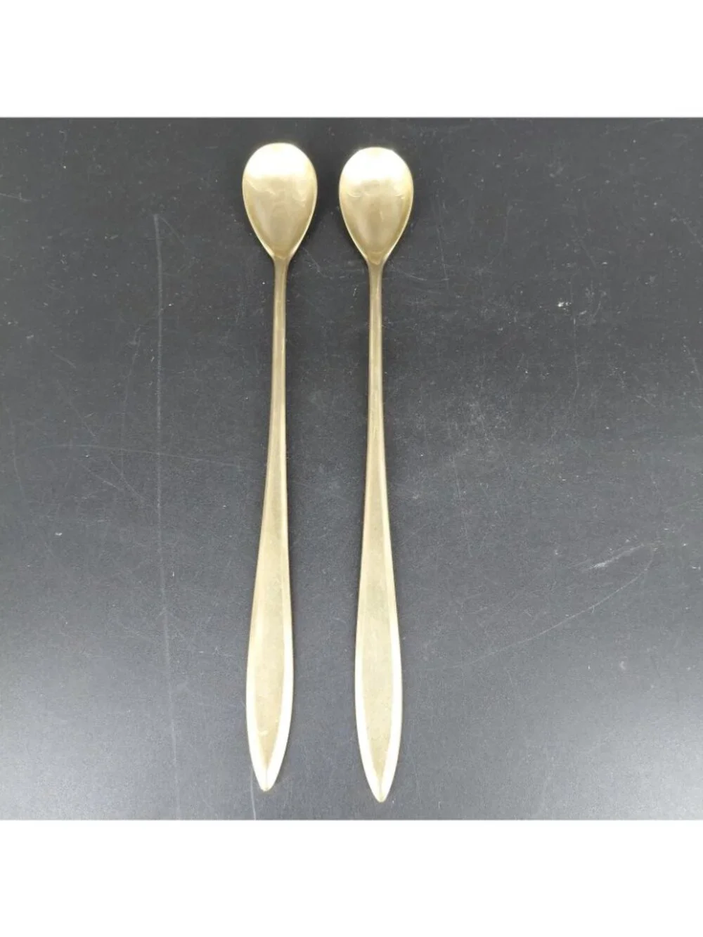 Dirigold Regal Long Handle Spoon Set 2 Dirilyte Alloy Satin Ice Tea Coffee Cream
